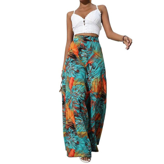Damen Weit geschnittene Sommerhose mit floralem Muster EB