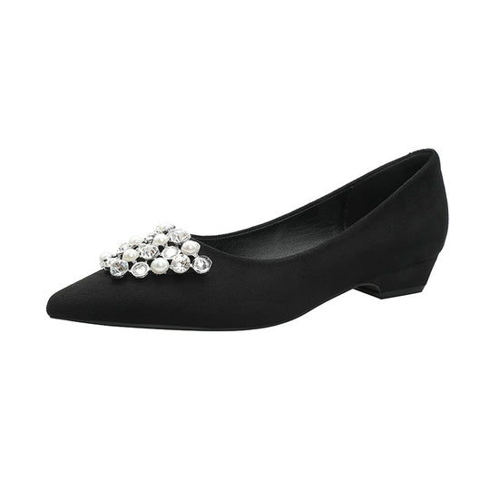 Damen elegante Ballerinas mit funkelndem Schmuckelement EB