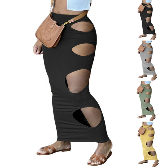 Damen Maxirock mit innovativen Cut-Outs und elastischem Bund EB