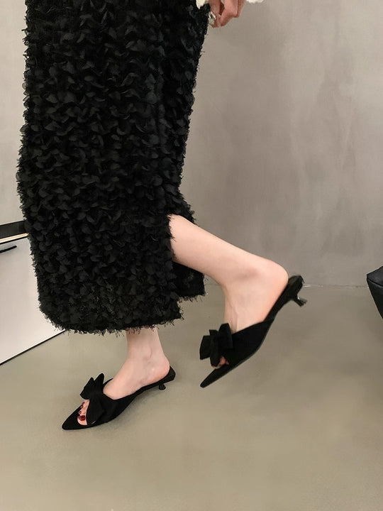 Damen elegante Mules mit Schleifenakzenten EB
