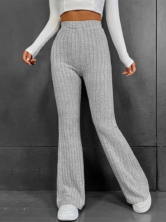 Damen Flared Stretch-Hose mit vertikalem Rippmuster EB