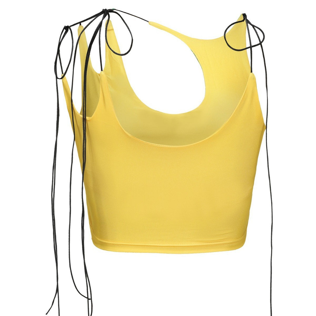 Damen Crop-Top mit asymmetrischem Dekolleté und verstellbaren Trägern EB