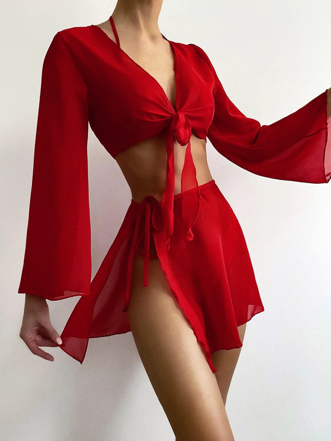 Damen Baumwoll Strandset mit lässigem Wickeldesign EB