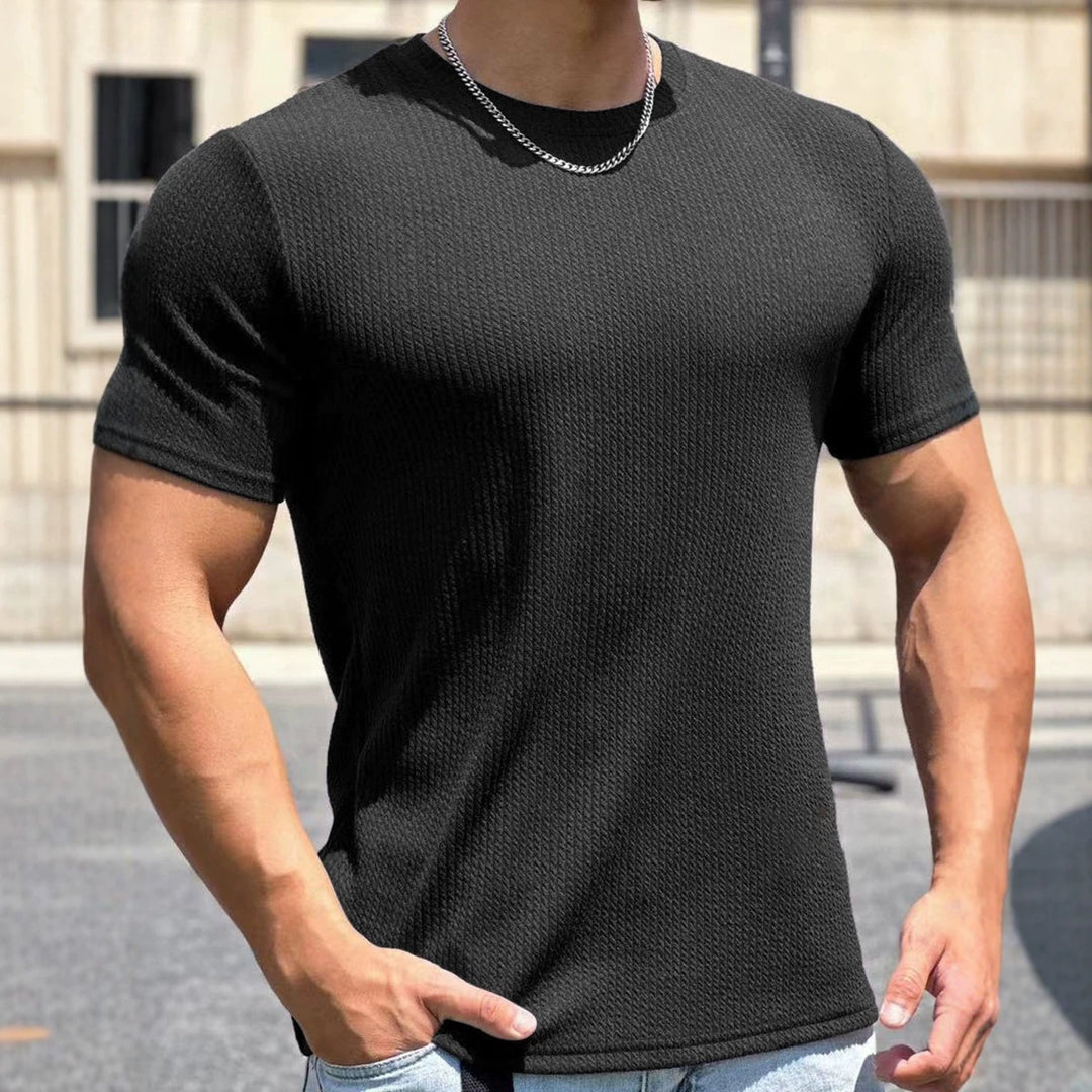 Herren strukturiertes T-Shirt in schlanker Passform mit Rundhalsausschnitt EB