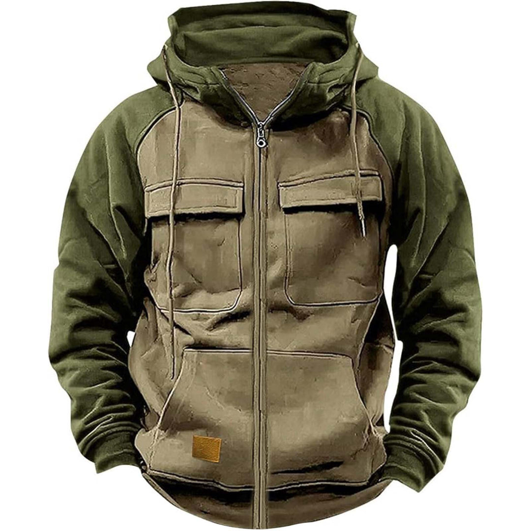 Herren nan Utility-Kapuzenjacke mit Materialmix, Brusttaschen und Reißverschluss EB