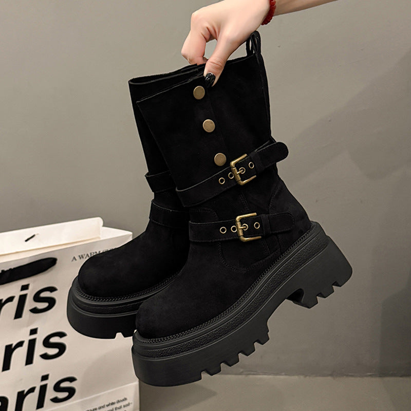 Damen Stiefeletten mit stylishen Schnallen und rutschfester Sohle EB