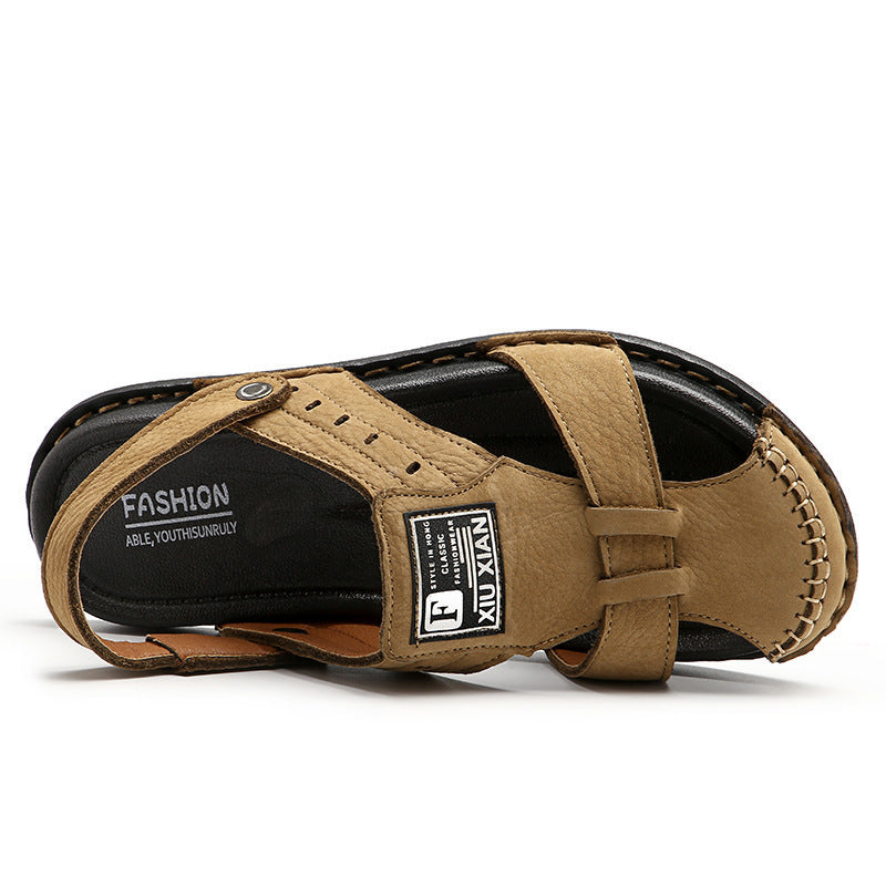Herren Komfortable Leder-Sandalen mit verstellbarem Riemen EB