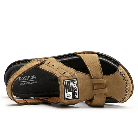 Herren Komfortable Leder-Sandalen mit verstellbarem Riemen EB