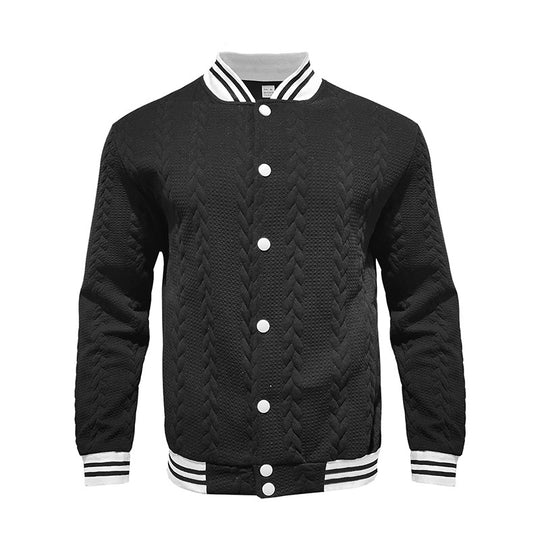 Herren stylische Bomberjacke mit strukturiertem Strickmuster und sportlichen Akzenten EB