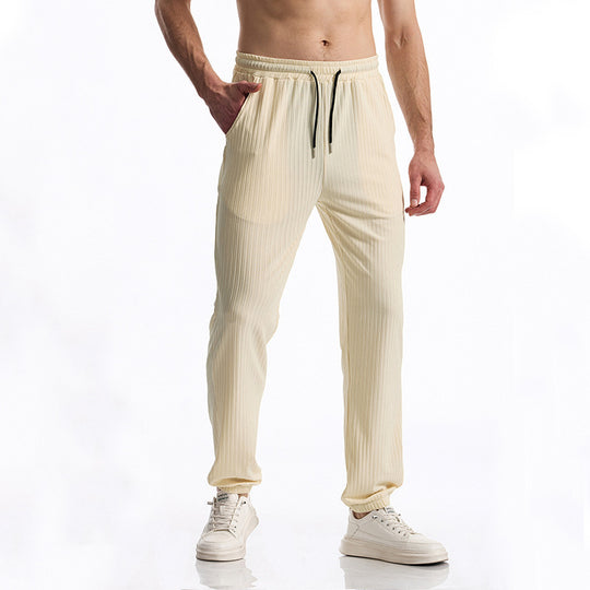 Herren bequeme Activewear-Hose mit elastischem Bund und gestreiftem Design EB