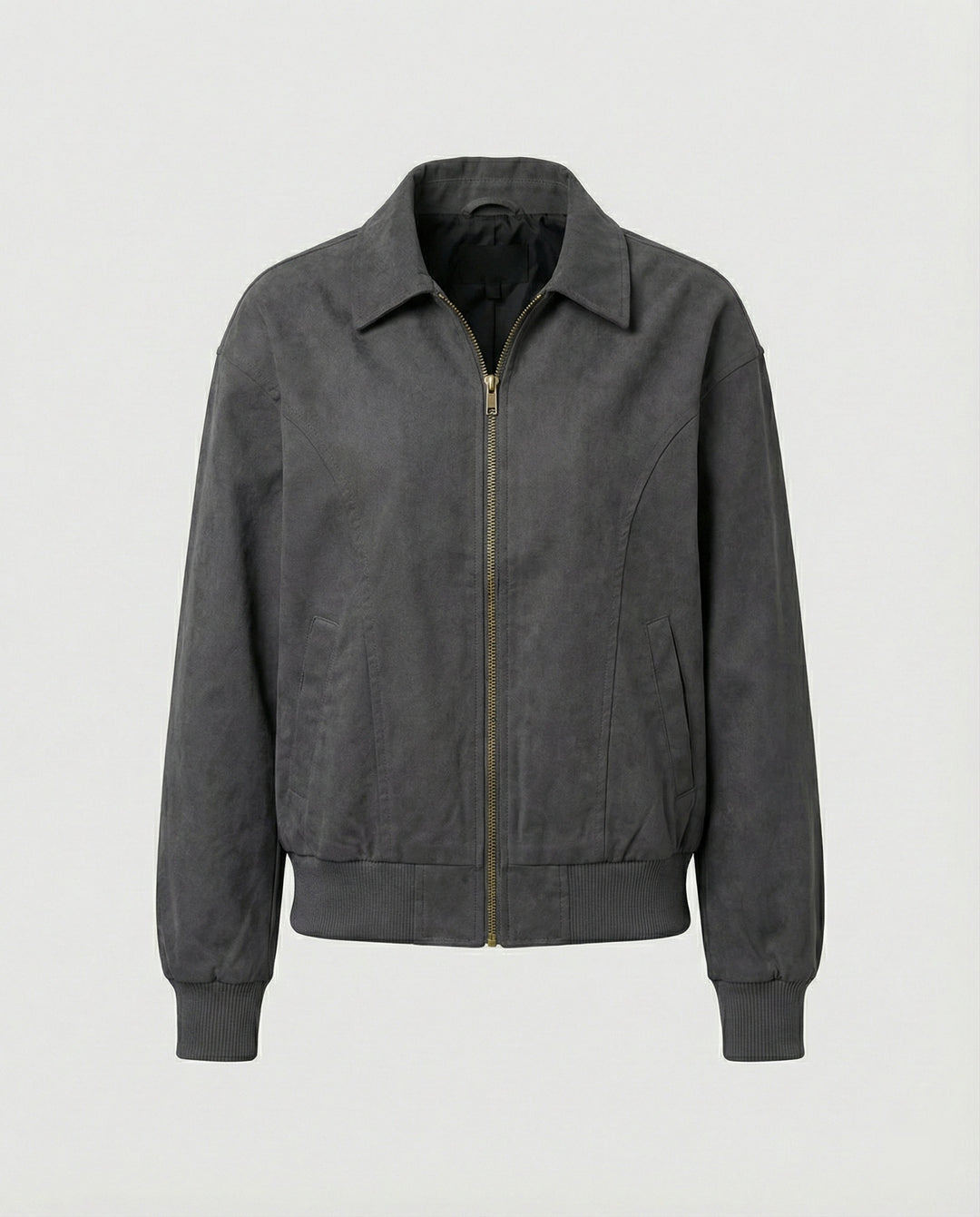 Damen leichte Blousonjacke aus Baumwollmix mit Hemdkragen, Ziernähten und elastischem Bund EB