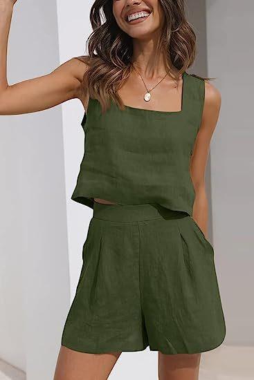 Damen Leichte Sommerbluse und Shorts Set EB