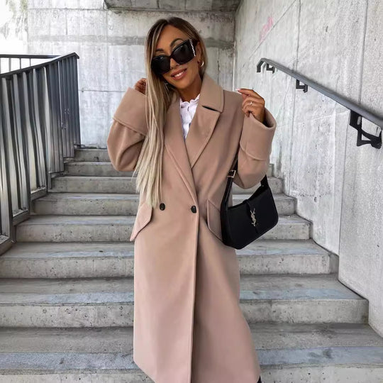 Damen Eleganter Oversized-Wollmantel EB