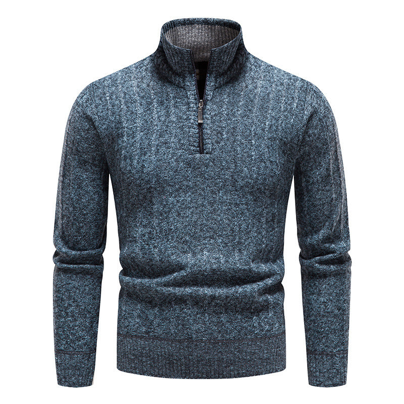 Herren modischer Strickpullover mit halbem Reißverschluss EB