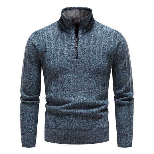 Herren modischer Strickpullover mit halbem Reißverschluss EB