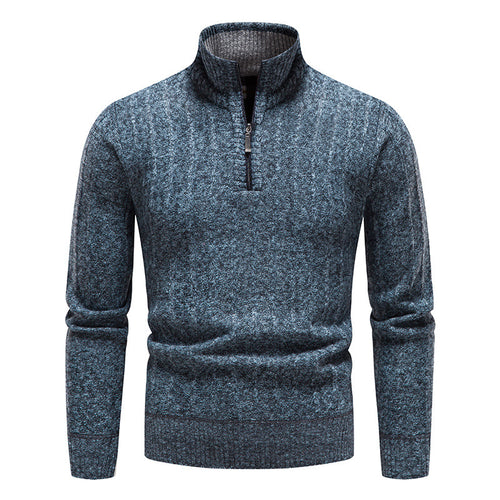 Herren modischer Strickpullover mit halbem Reißverschluss EB