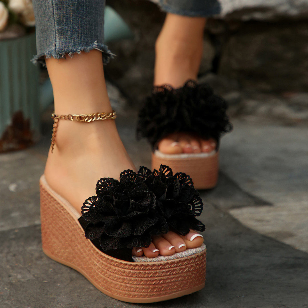 Damen Wedge-Sandalen mit floraler Applikation EB