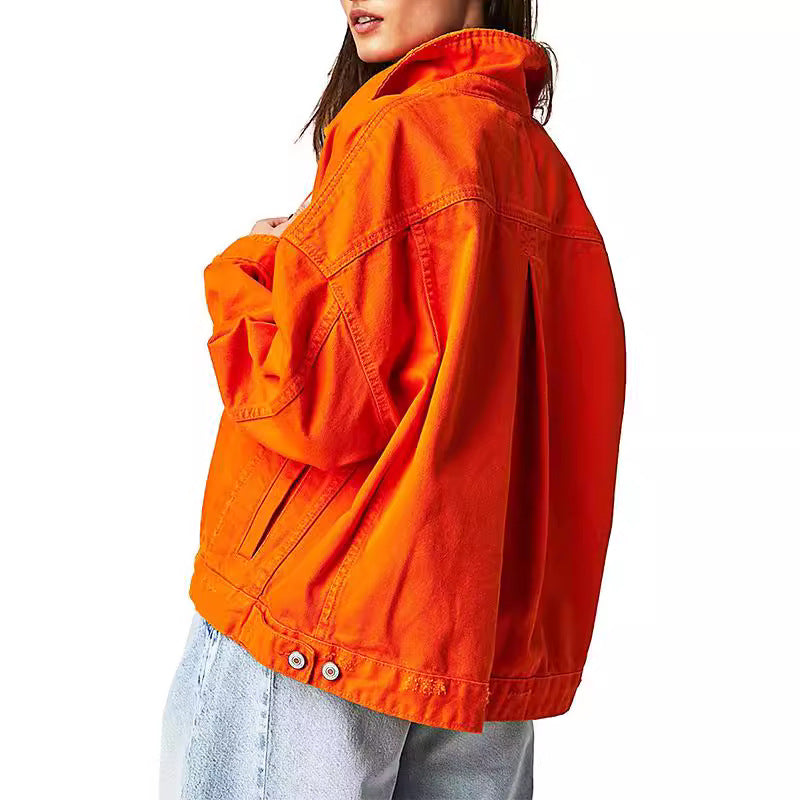 Damen lässige Jeansjacke im Oversized-Stil mit dekorativen Fransen EB