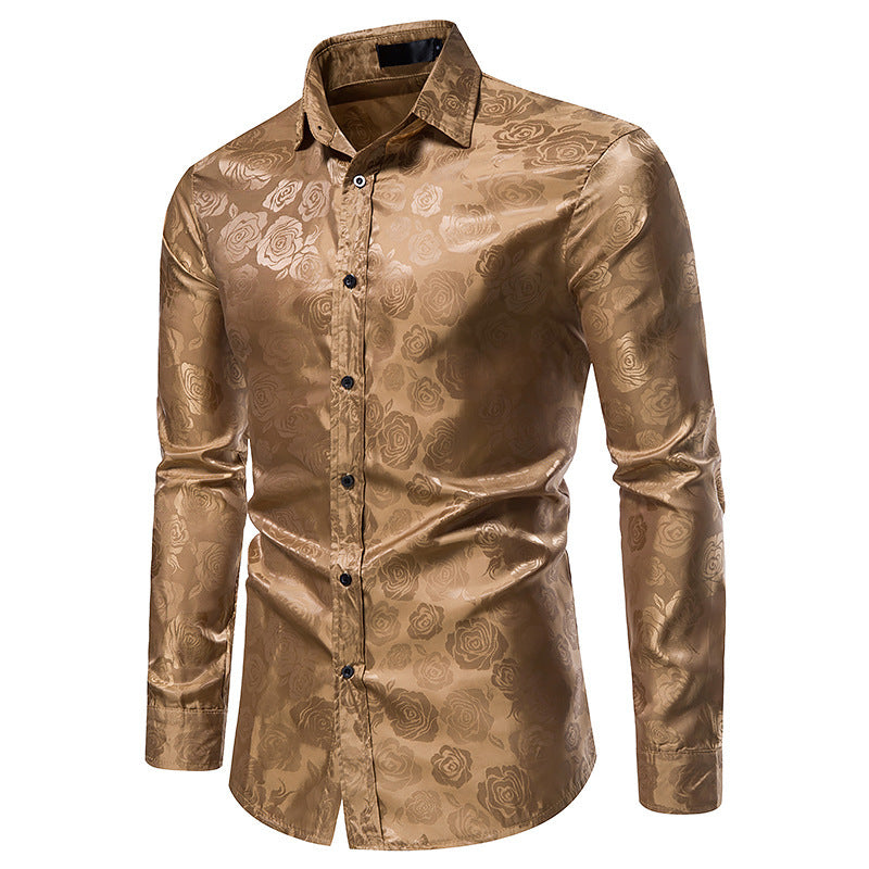 Herren Hemd mit floralen Prägungen und elegantem Glanz EB
