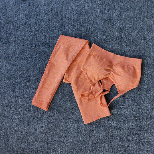 Damen Sportliches Crop Top- und Leggings-Set mit atmungsaktivem Material EB