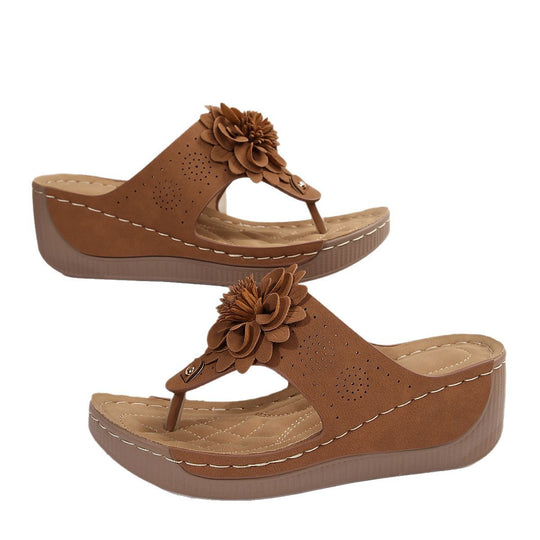 Damen Komfortable Sandalen mit Blumenapplikationen EB