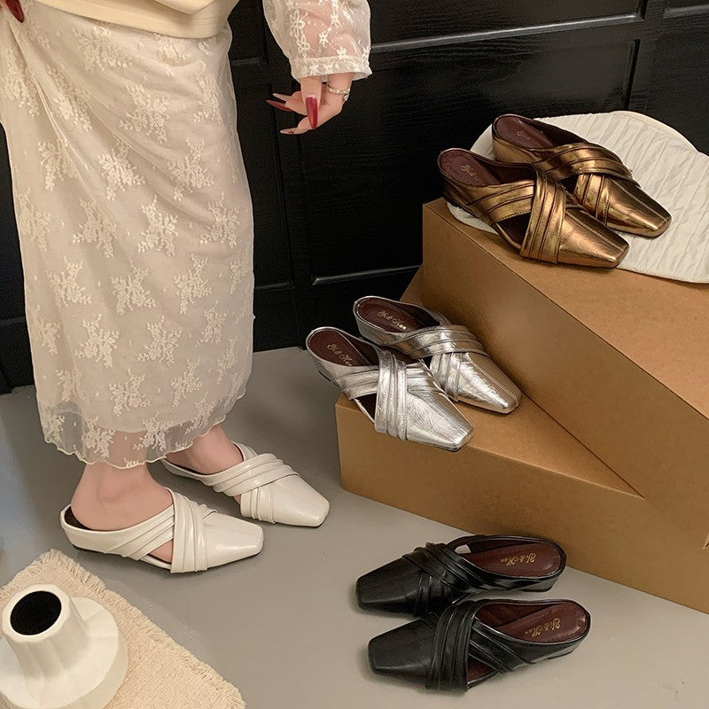 Damen elegante Mules mit geschwungenem Design EB