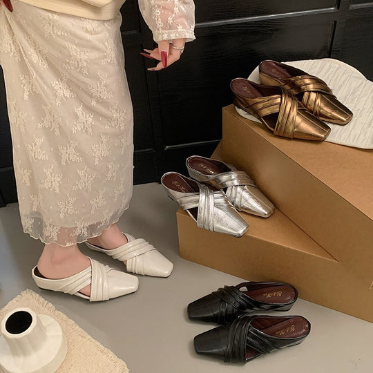 Damen elegante Mules mit geschwungenem Design EB
