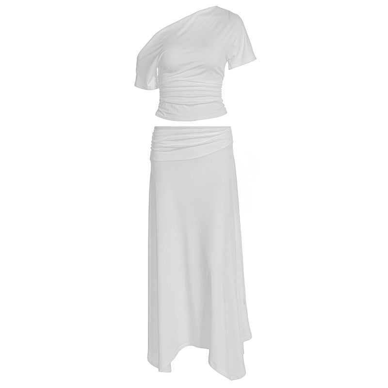 Damen Elegantes Maxikleid mit asymmetrischem Design und Raffung EB
