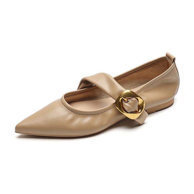 Damen elegante Ballerinas mit modernem Riemen und auffälliger Schnalle EB