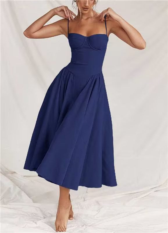 Damen Midikleid mit knöpfbarem Oberteil und schwingendem Rock EB