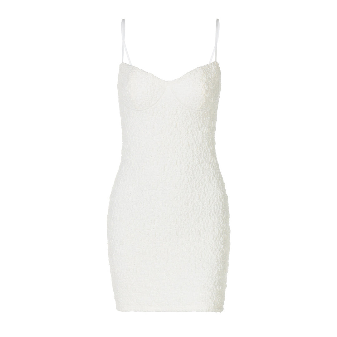 Damen Figurbetontes Minikleid mit strukturiertem Material und feinen Spagettiträgern EB