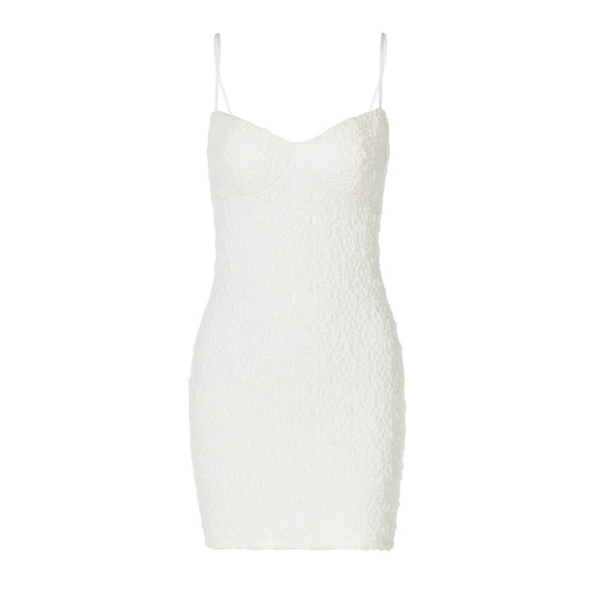 Damen Figurbetontes Minikleid mit strukturiertem Material und feinen Spagettiträgern EB