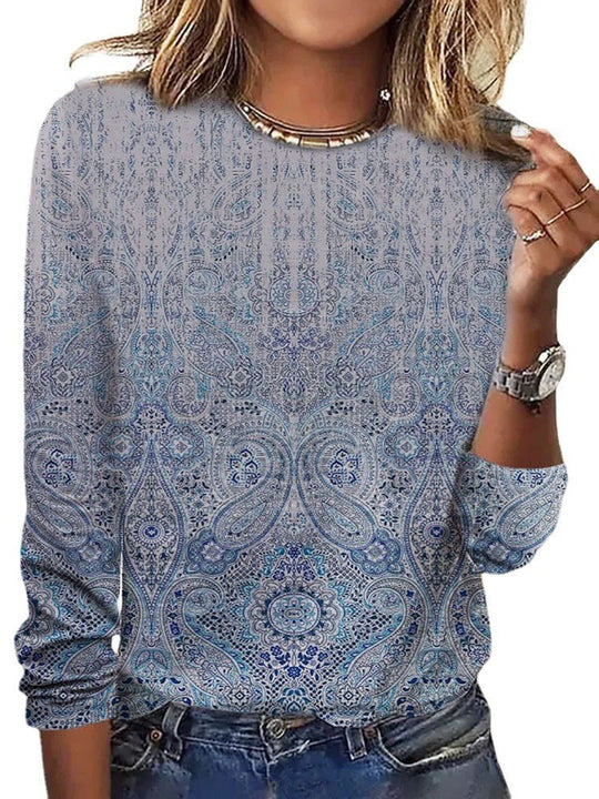 Damen Langärmeliges Oversize-Sweatshirt mit abstraktem Aquarell-Mosaikprint EB