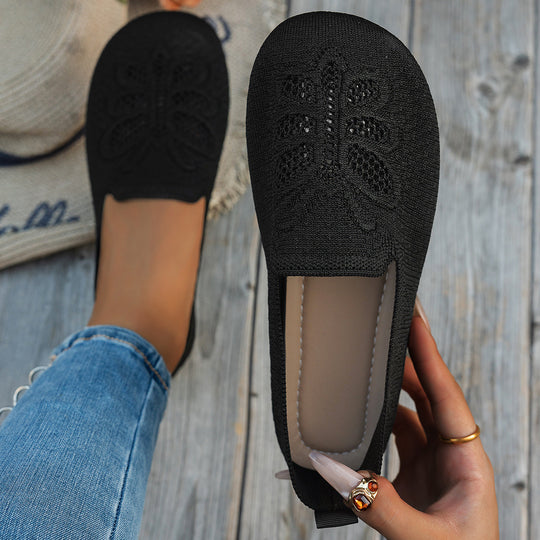 Damen Atmungsaktive Slip-On Ballerinas mit floralem Design EB