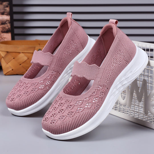 Damen Bequeme Slip-On Ballerinas mit floralen Details EB