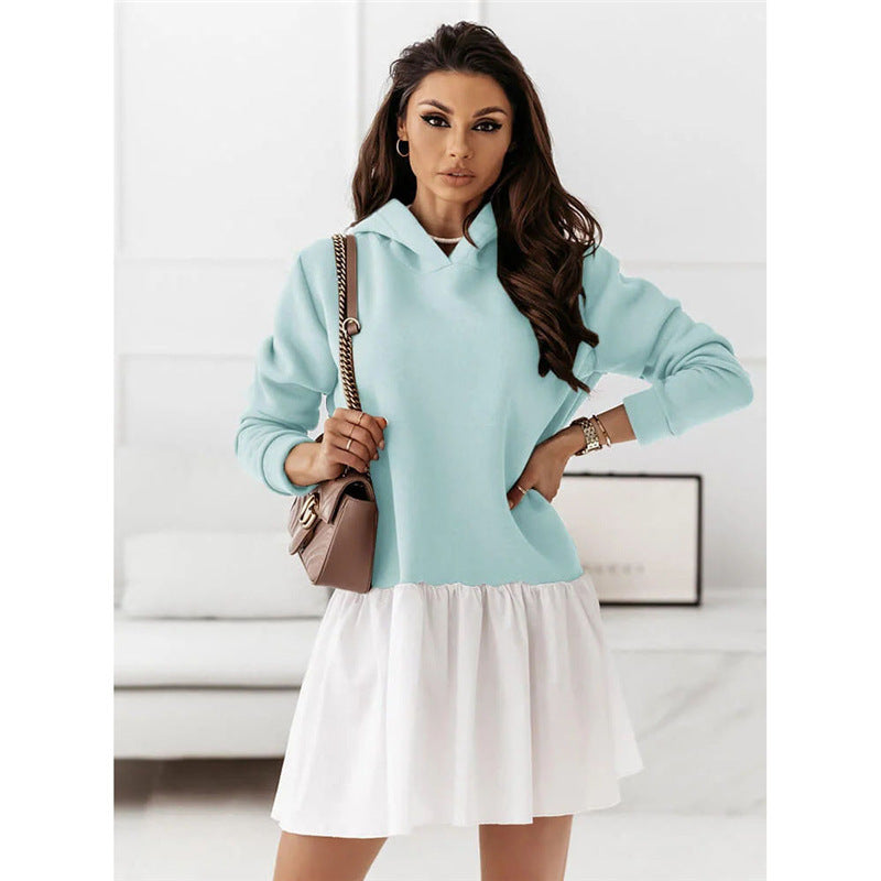 Damen Hoodie-Kleid mit Rüschendetail EB