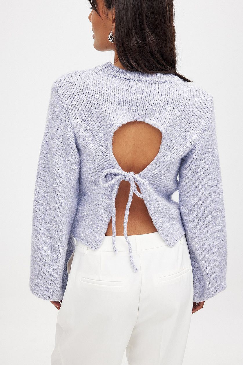 Damen Strickpullover mit offenem Rückendesign und eleganter Schnürung EB