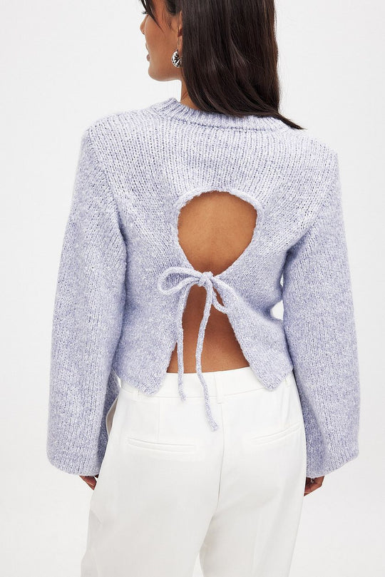 Damen Strickpullover mit offenem Rückendesign und eleganter Schnürung EB