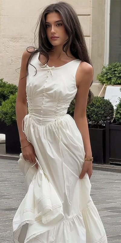 Damen Maxikleid mit raffinierten Rüschendetails und taillierter Silhouette EB