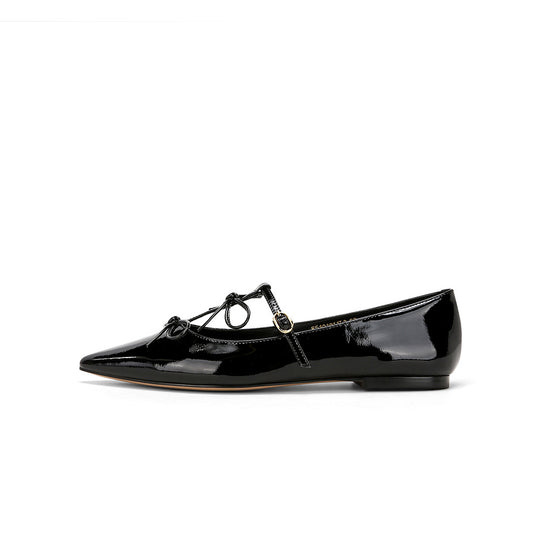 Damen Ballerina mit elegantem Schleifendetail und hochwertiger Lackoberfläche EB