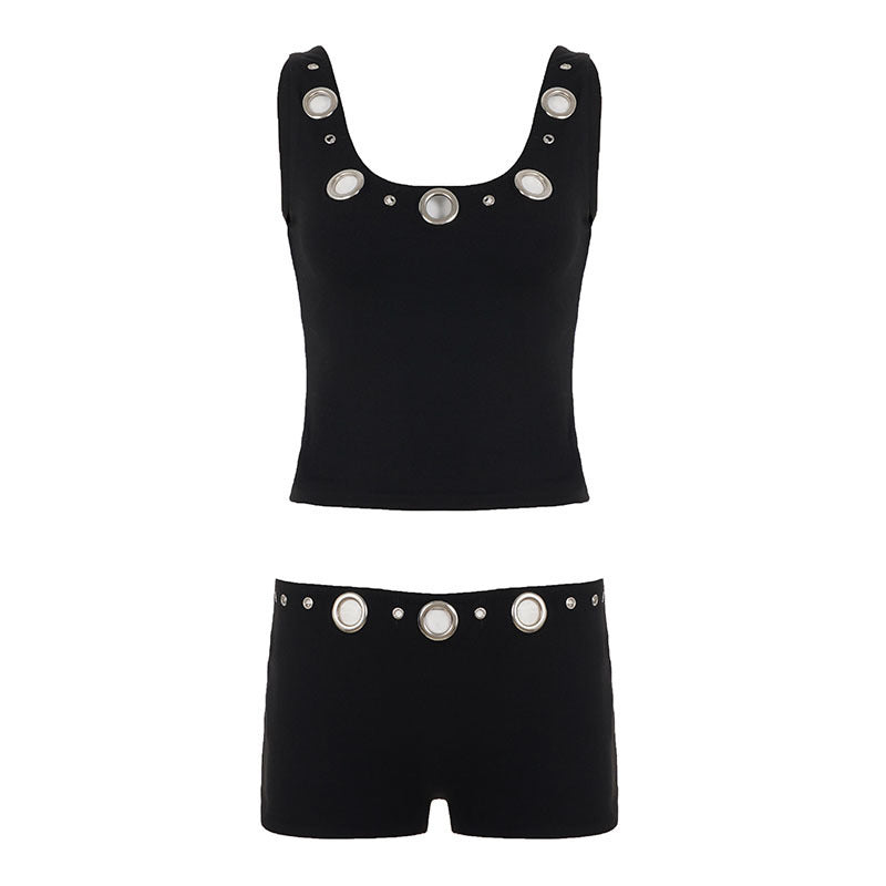 Damen Sportliches Set mit Ringer-Top und hohen Ringen EB