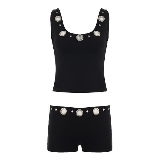 Damen Sportliches Set mit Ringer-Top und hohen Ringen EB