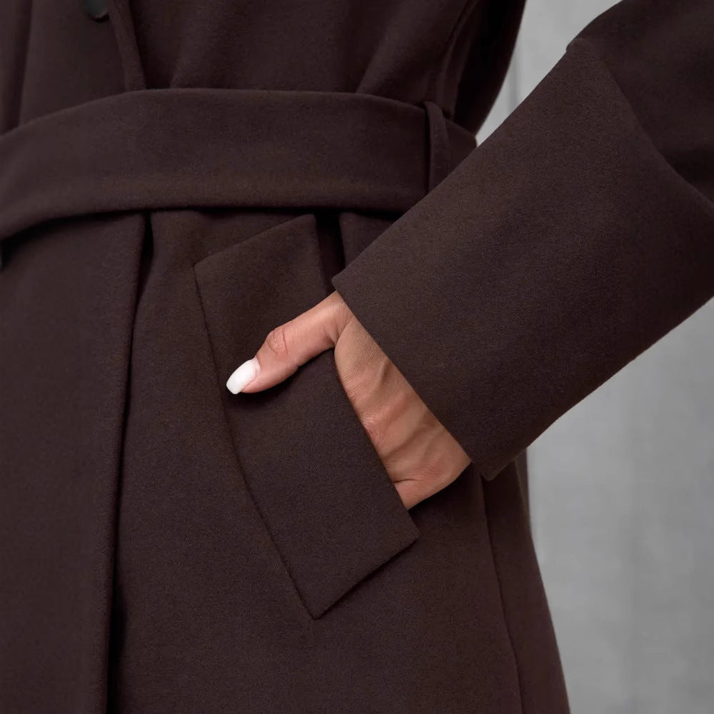 Damen Eleganter Wollmantel im doppelreihigen Design EB