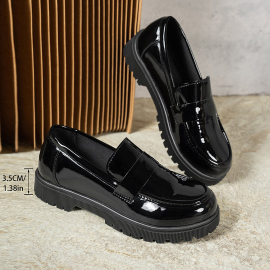 Damen Modische Loafers mit glänzender Oberflächenstruktur EB