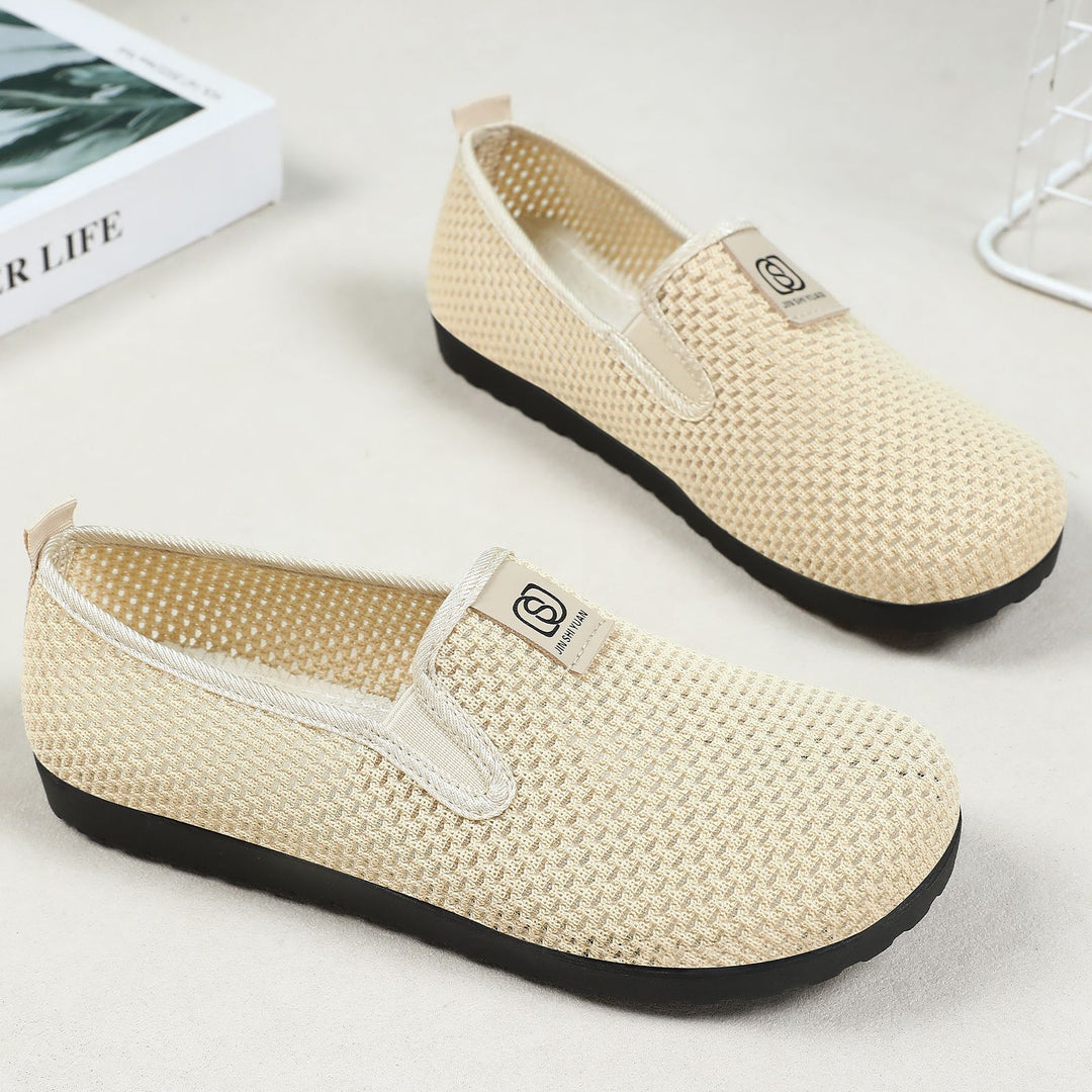 Damen nan atmungsaktiver gestrickter Slipper mit elastischem Einstieg und dämpfender EVA-Laufsohle EB
