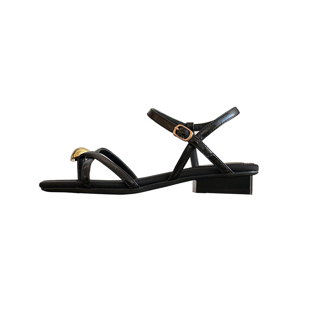 Damen Elegante Sandalen mit verstellbaren Riemen und glänzenden Akzenten EB