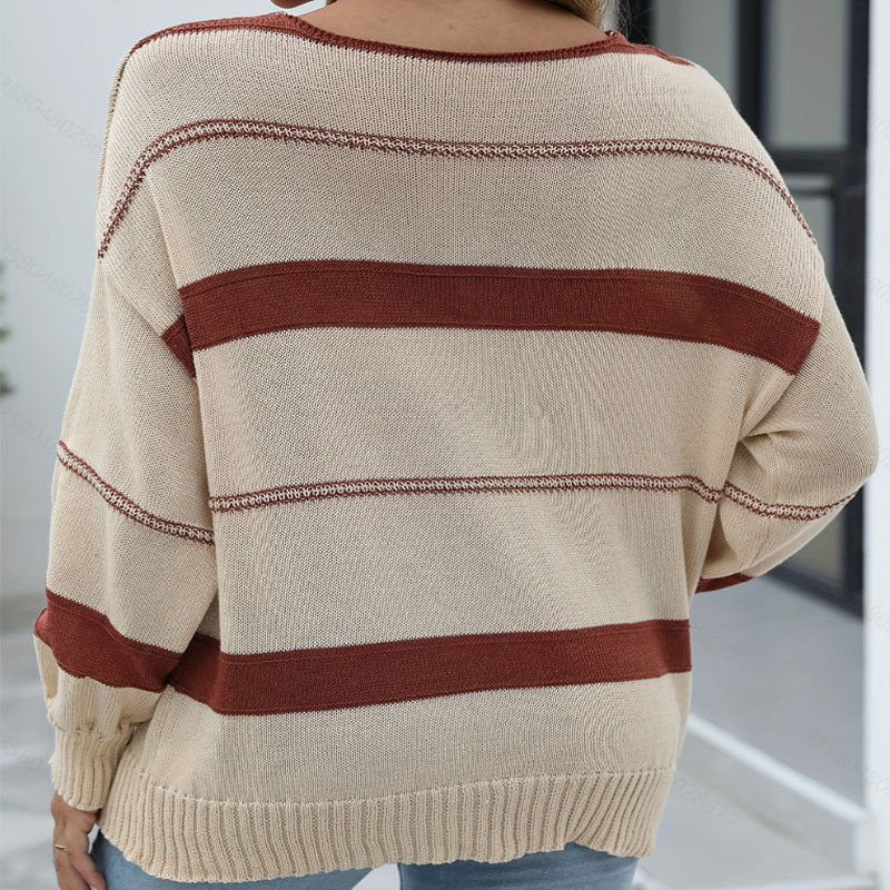 Damen lässiger Strickpullover mit weitem Schnitt EB