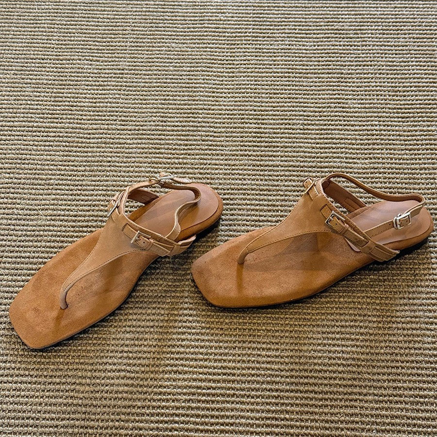 Damen Zehentrenner Sandalen mit komfortablem Fußbett und verstellbarem Riemchen EB