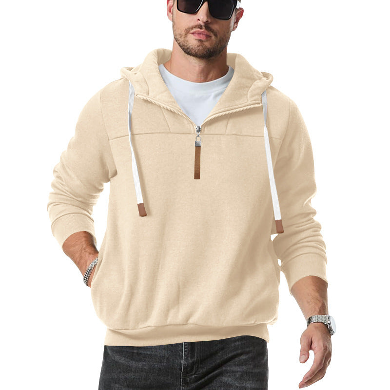 Herren modischer Kapuzenpullover mit Reißverschluss und dekorativen Details EB