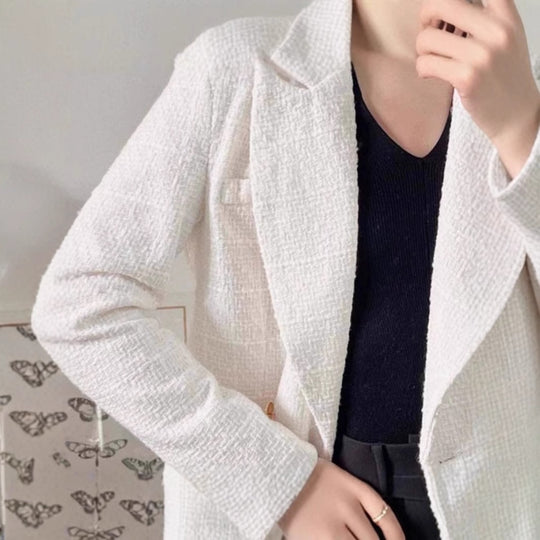Damen Tweed Blazerjacke mit doppelter Knopfleiste und elegantem Schnitt EB